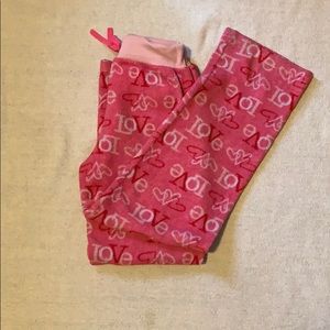 Girl’s fuzzy pink pajama pants